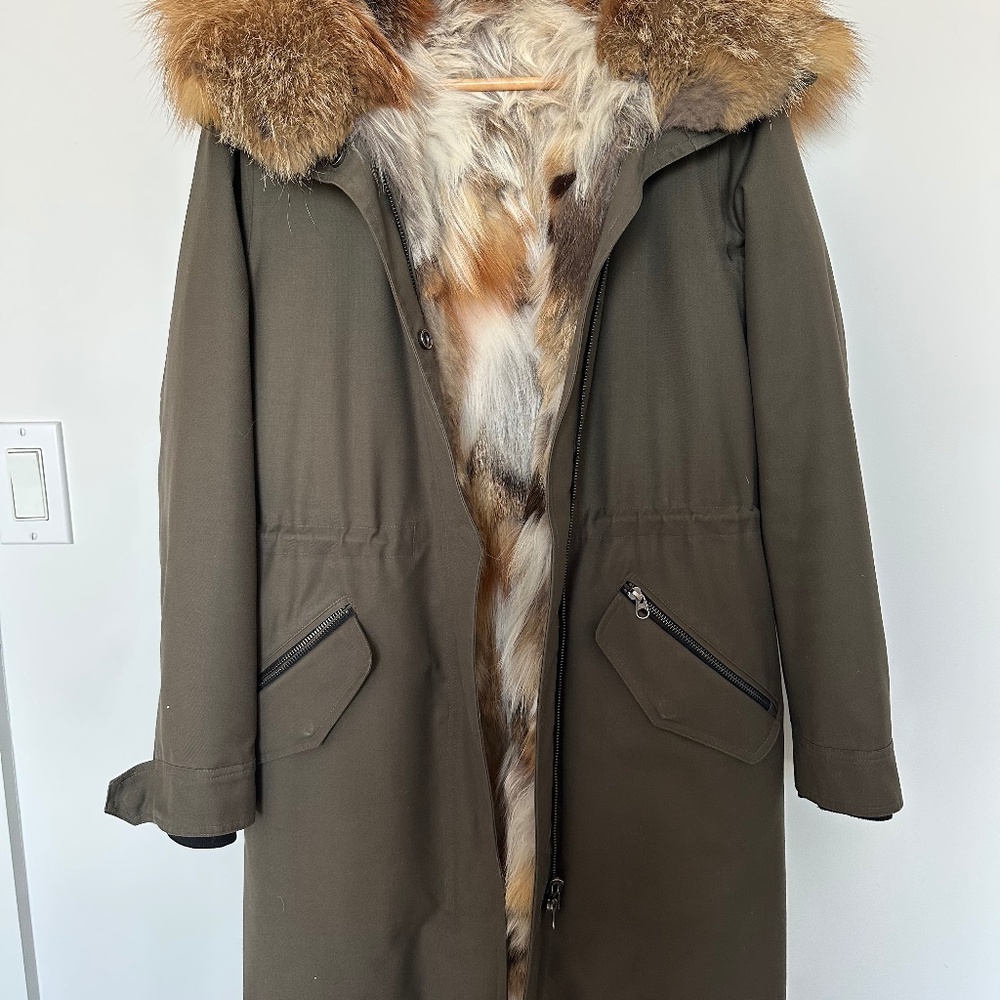 Intuition Army Green Fox Fur Lined Parka XS